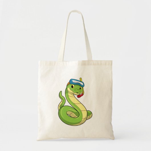 Snake as Diver wirth Snorkel Tote Bag (Voorkant)