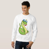 Snake as Diver wirth Snorkel Trui (Voorkant volledig)