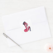 Snake as Gentleman met Pet & wandelstok Vierkante Sticker (Envelop)