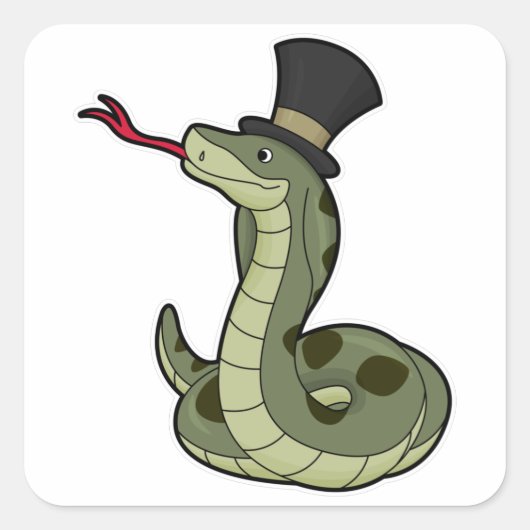 Snake as Gentleman & Pet Vierkante Sticker (Voorkant)