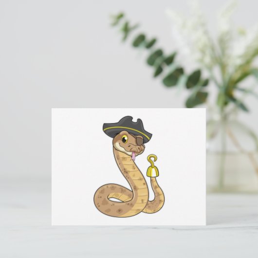 Snake as Pirate with Hook hand & Eye patch Briefkaart (Staand voorkant)