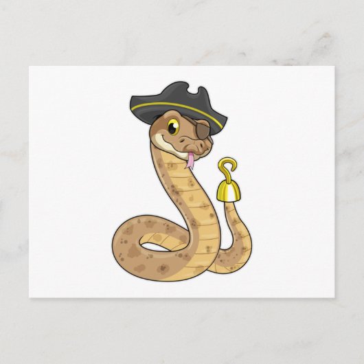 Snake as Pirate with Hook hand & Eye patch Briefkaart (Voorkant)