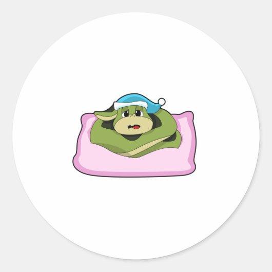 Snake at Sleeping with Nightcap Ronde Sticker (Voorkant)