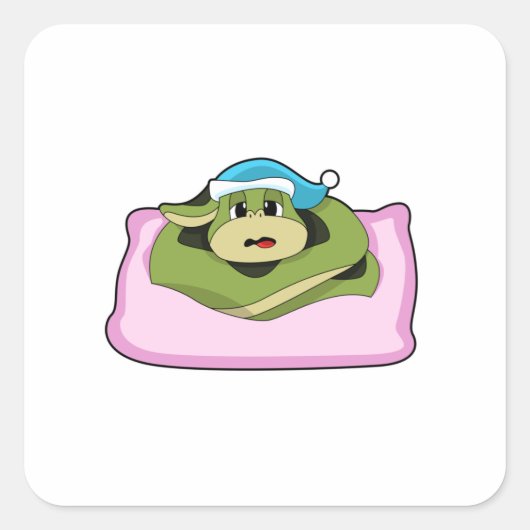 Snake at Sleeping with Nightcap Vierkante Sticker (Voorkant)