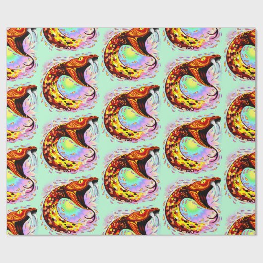 Snake Attack Psychedelic Surreal Art Cadeaupapier (Vlak)