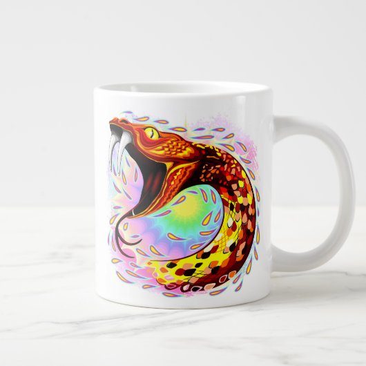 Snake Attack Psychedelic Surreal Art Grote Koffiekop (Rechts)