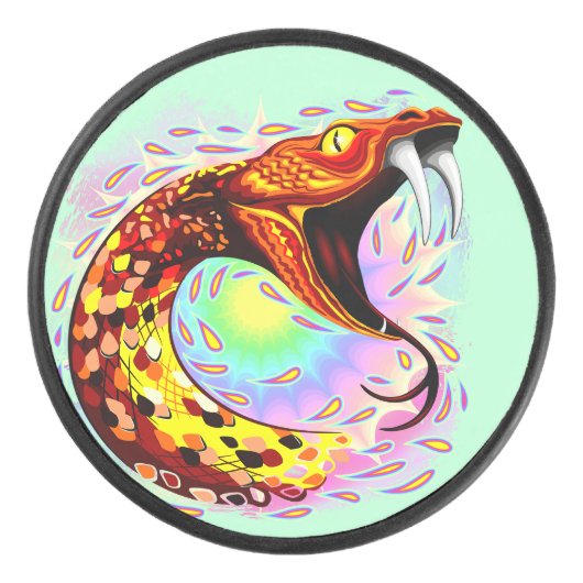 Snake Attack Psychedelic Surreal Art Hockey Puck (Voorkant)