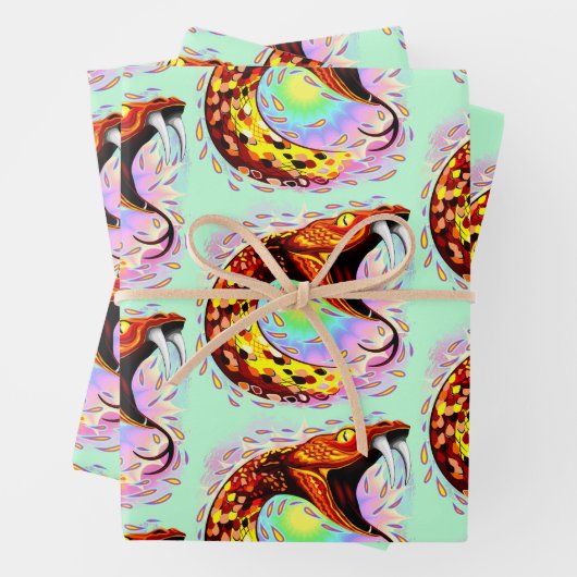Snake Attack Psychedelic Surreal Art Inpakpapier Vel (In situ)