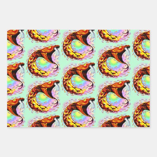 Snake Attack Psychedelic Surreal Art Inpakpapier Vel (Voorkant)