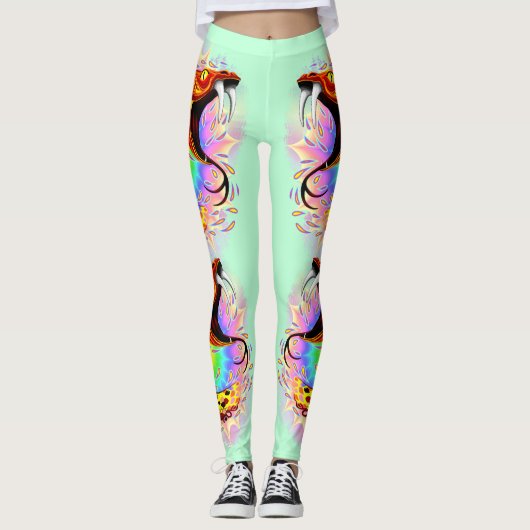 Snake Attack Psychedelic Surreal Art Leggings (Voorkant)