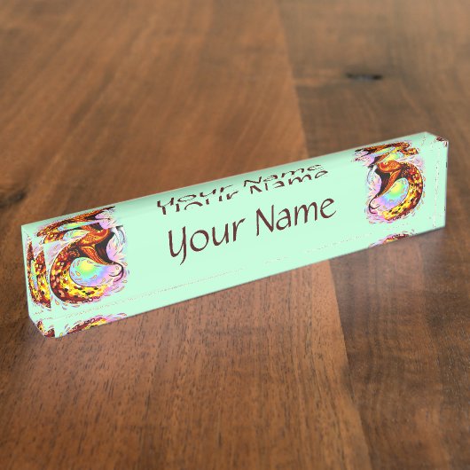 Snake Attack Psychedelic Surreal Art Naambordje (Zijkant)