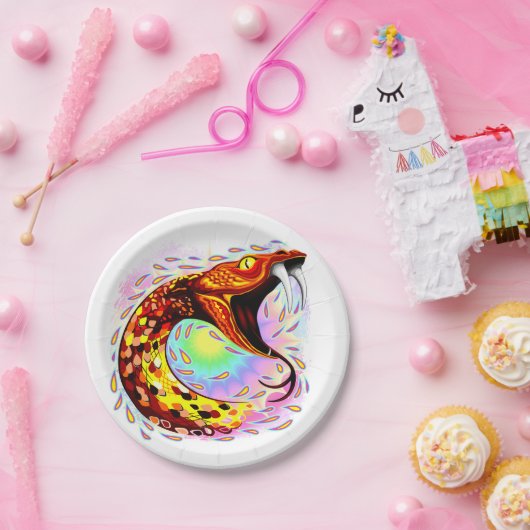 Snake Attack Psychedelic Surreal Art Papieren Bordje (Feest)
