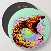 Snake Attack Psychedelic Surreal Art Ronde Button 6,0 Cm (Voorkant /achterkant)