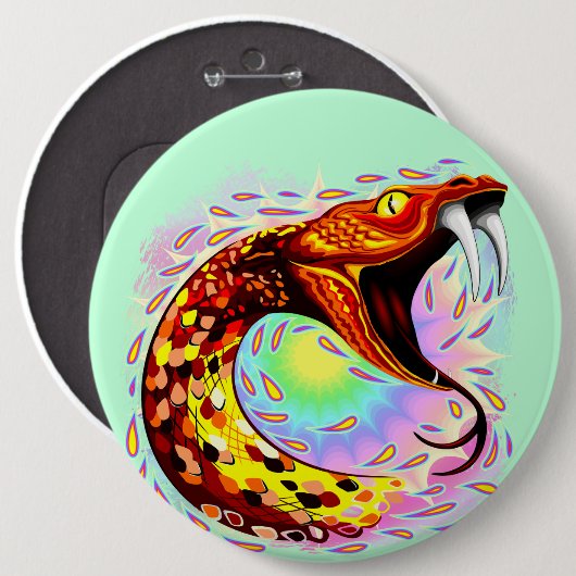 Snake Attack Psychedelic Surreal Art Ronde Button 6,0 Cm (Voorkant /achterkant)