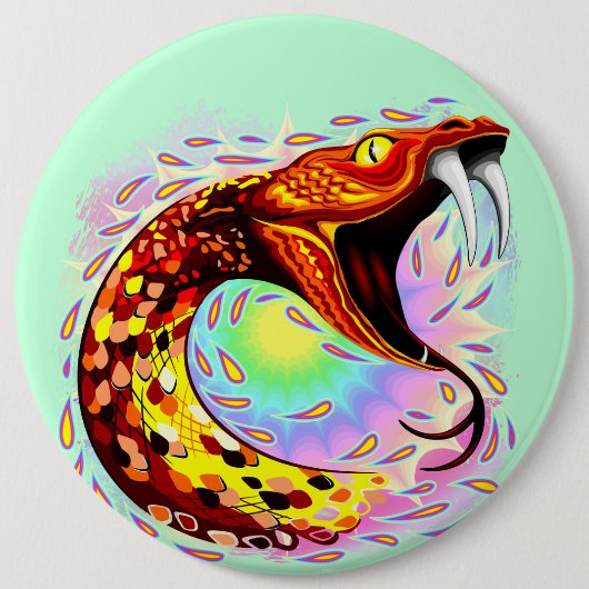 Snake Attack Psychedelic Surreal Art Ronde Button 6,0 Cm (Voorkant)