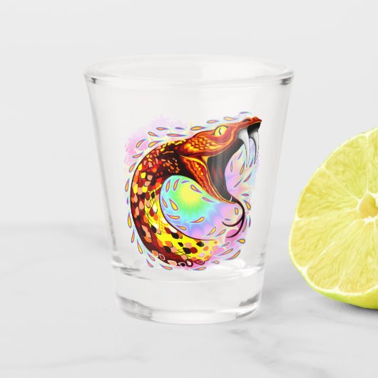 Snake Attack Psychedelic Surreal Art Shot Glas (Voorkant)