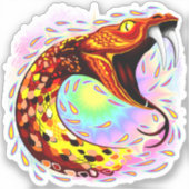 Snake Attack Psychedelic Surreal Art Sticker (Voorkant)