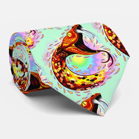 Snake Attack Psychedelic Surreal Art Stropdas (Opgerold)
