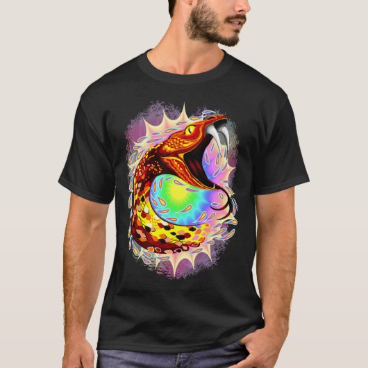 Snake Attack Psychedelic Surreal Art T-shirt (Voorkant)