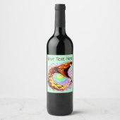 Snake Attack Psychedelic Surreal Art Wijn Etiket (Voorkant)