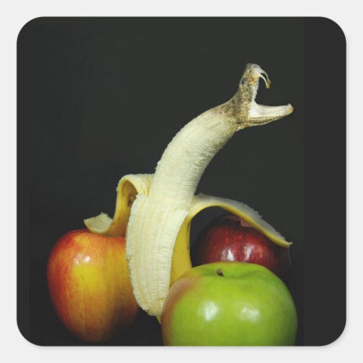Snake Banana met appels Vierkante Sticker (Voorkant)