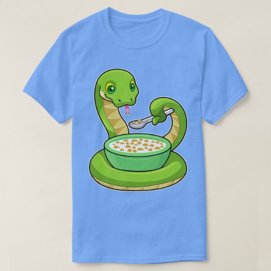 Snake bij Eating met Muesli T-shirt (Design voorkant)