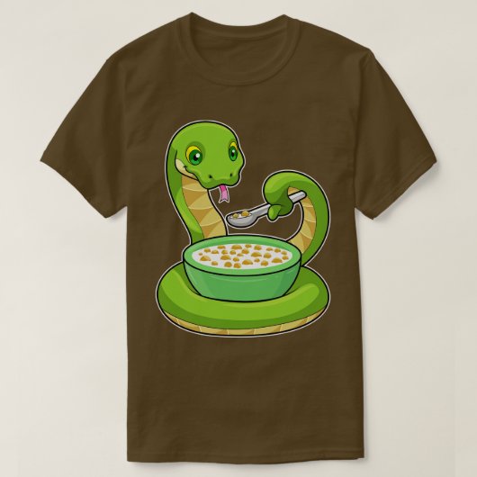 Snake bij Eating met Muesli T-shirt (Design voorkant)