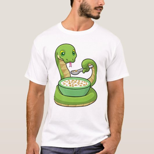 Snake bij Eating met Muesli T-shirt (Voorkant)
