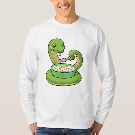 Snake bij Eating met Muesli T-shirt (Voorkant)