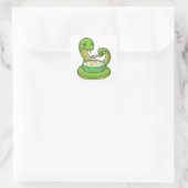 Snake bij Eating met Muesli Vierkante Sticker (Tas)