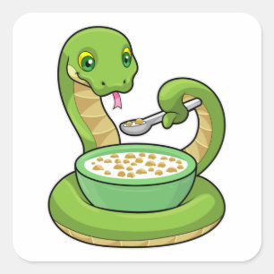 Snake bij Eating met Muesli Vierkante Sticker