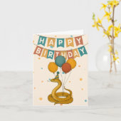 Snake Birthday Kaart - Funny Party Animal (Gele Bloem)