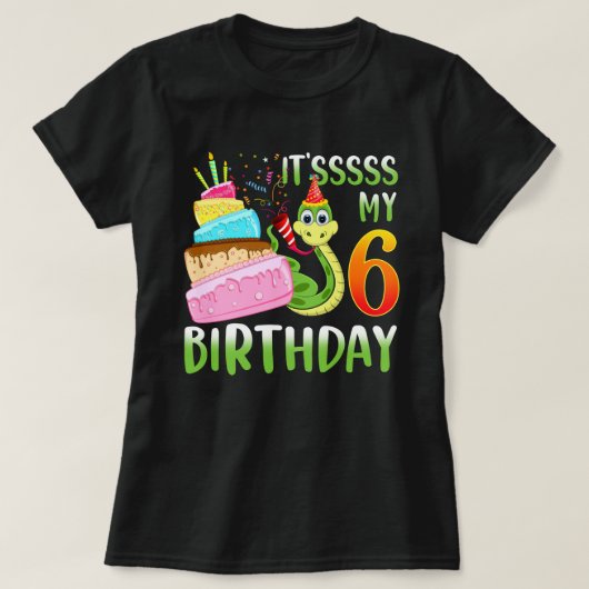 Snake Birthday Party Kids 6th Reptile Supplies Dec T-shirt (Design voorkant)