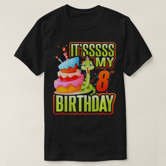 Snake Birthday Party Kids 8th Reptile Supplies Dec T-shirt (Design voorkant)