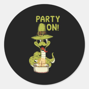 Snake Birthday Party Ronde Sticker