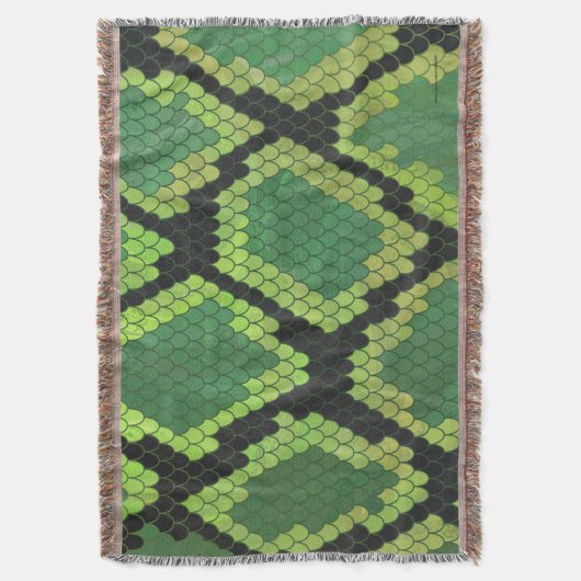 Snake Black en Green Print Deken (Voorkant Verticaal)