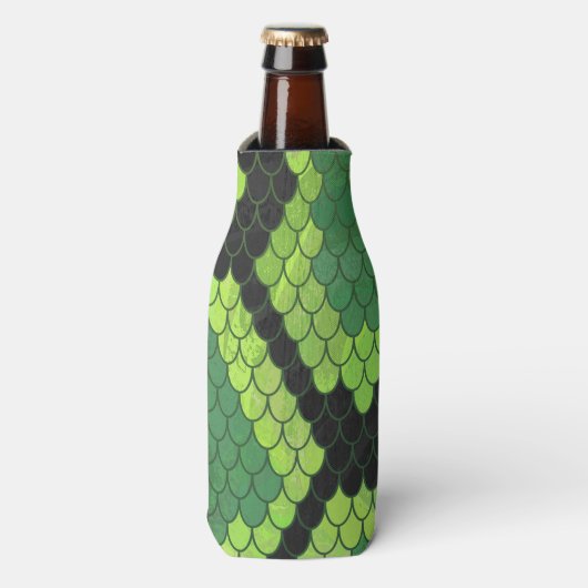 Snake Black en Green Print Flesjeskoeler (Fles Voorkant)