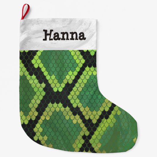 Snake Black en Green Print Grote Kerstsok (Voorkant)