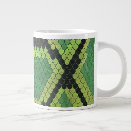 Snake Black en Green Print Grote Koffiekop (Rechts)