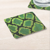 Snake Black en Green Print Kartonnen Onderzetters (Schuin)
