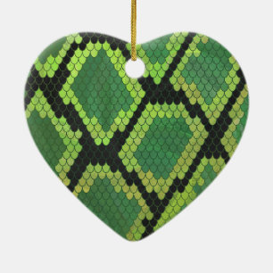 Snake Black en Green Print Keramisch Ornament