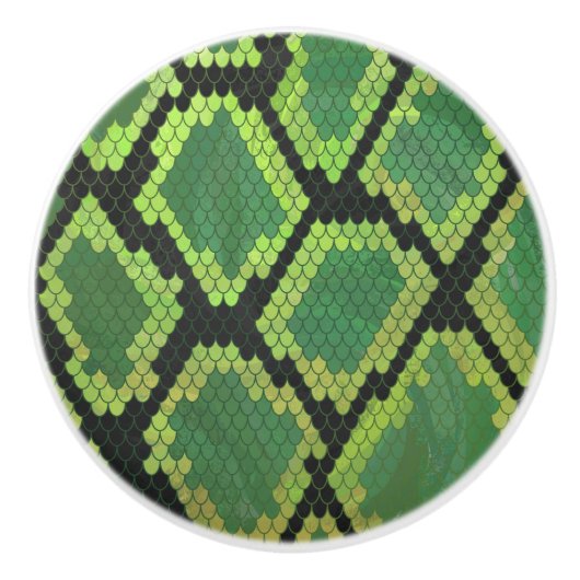 Snake Black en Green Print Keramische Knop (Voorkant)