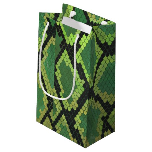 Snake Black en Green Print Klein Cadeauzakje (Achterkant Gekanteld)