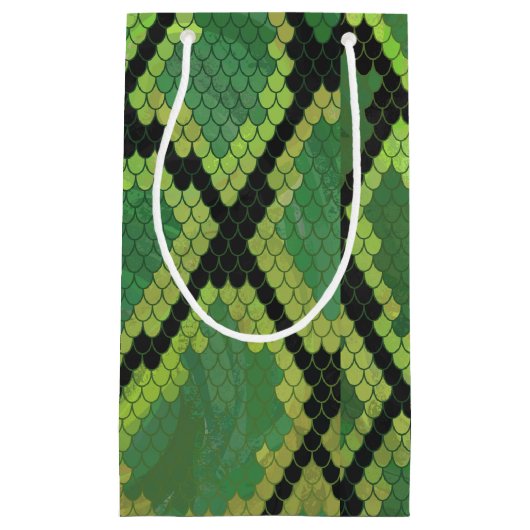 Snake Black en Green Print Klein Cadeauzakje (Voorkant)