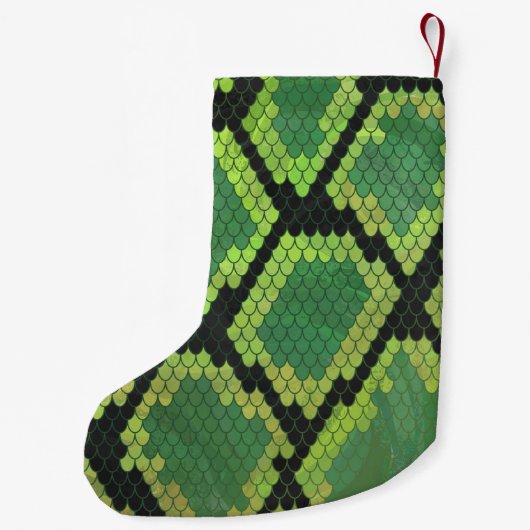 Snake Black en Green Print Kleine Kerstsok (Achterkant)
