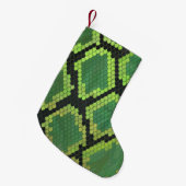 Snake Black en Green Print Kleine Kerstsok (Voorkant (Hangend))