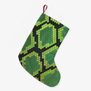 Snake Black en Green Print Kleine Kerstsok