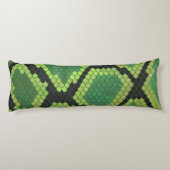Snake Black en Green Print Lichaamskussen (Achterkant)