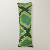 Snake Black en Green Print Lichaamskussen (Voorkant Verticaal)