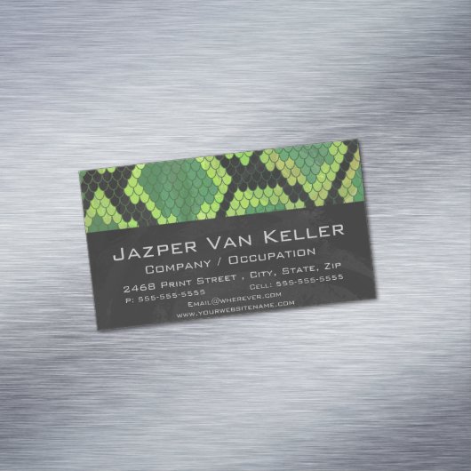 Snake Black en Green Print Magnetisch Visitekaartje (Voorbeeld)